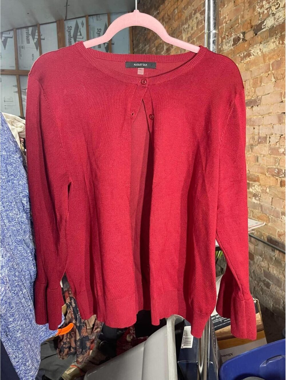 August Silk Women's Red Cardigan Sweater XL